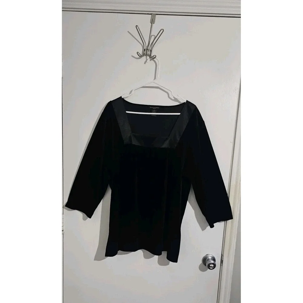 Susan Lawrence Velvet Top Satin Trim Square Neck 3X Whimsigoth Stretch Timeless